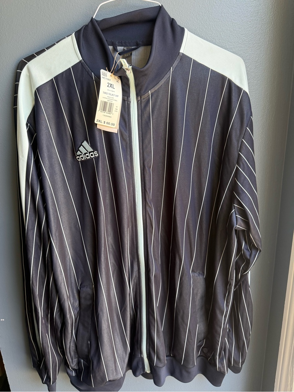 adidas Men’s navy and baby blue Pinstripe Tracksuit